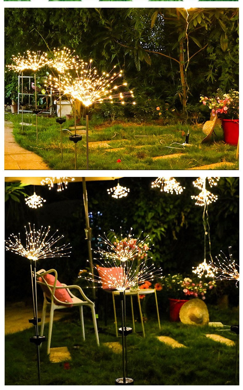 Solar Firework Lights Ground Inserted LED Starry Sky Christmas Lawn Decoration