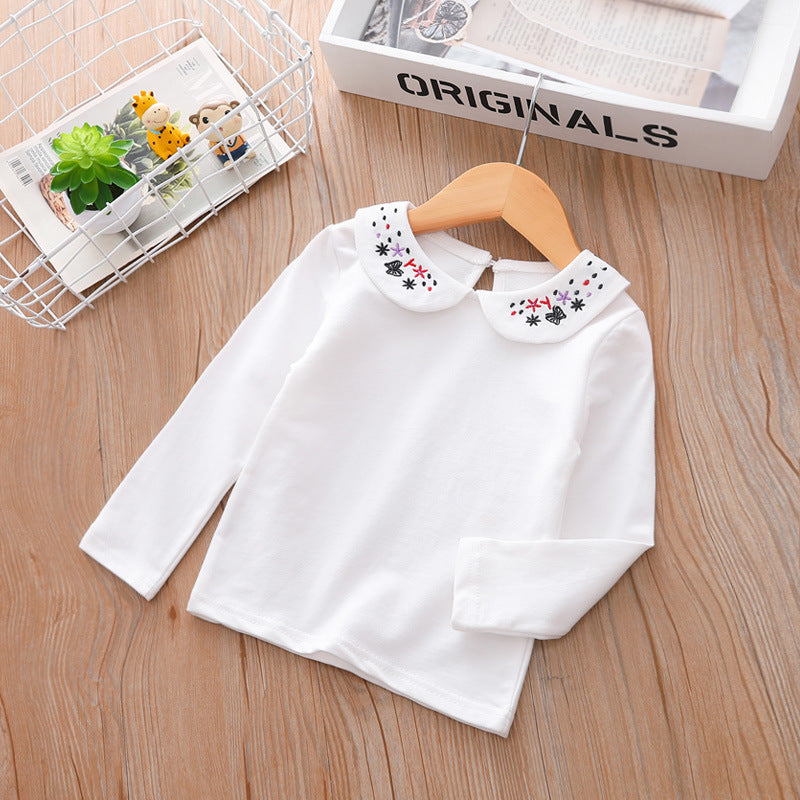 Children's Clothing Girls Doll Collar Long-Sleeved T-Shirt