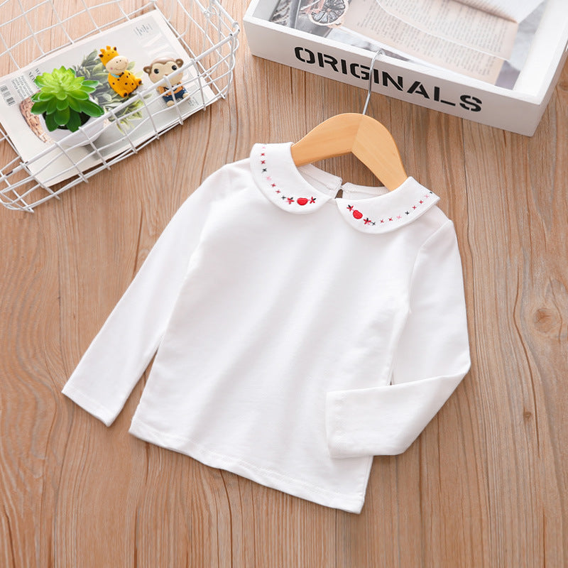 Children's Clothing Girls Doll Collar Long-Sleeved T-Shirt