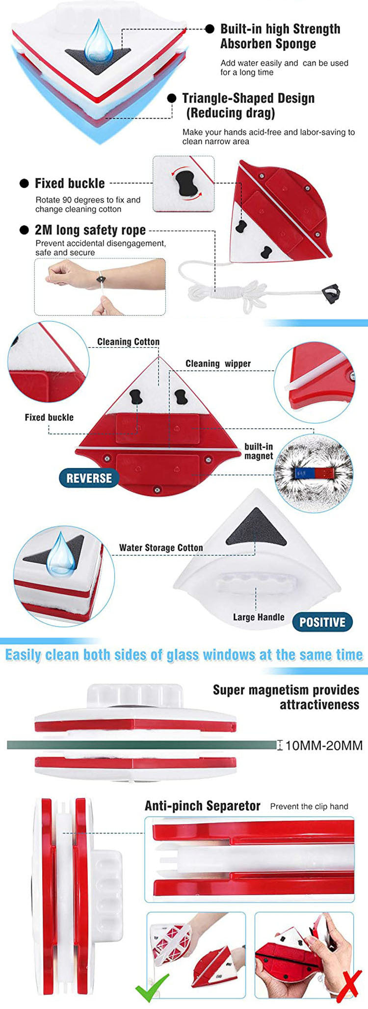 Double-Layer Magnetic Glass Wiper – Strong Cleaning Tool for Windows & Mirrors