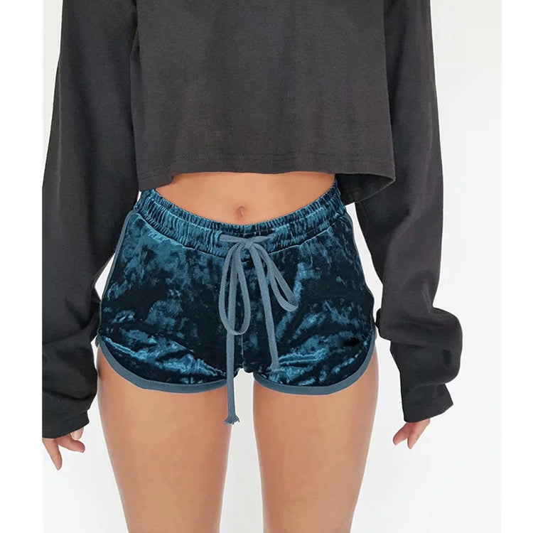 Women’s Velvet Sports Shorts – Summer Hot Pants, High-Waist, Soft Stretch