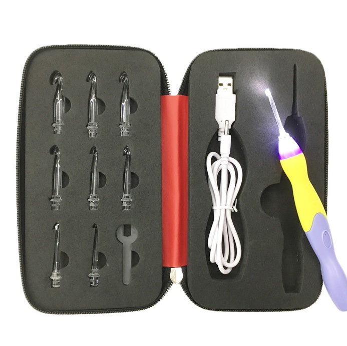 Rechargeable Light Crochet Hook with Interchangeable Head – Knitting and Crochet Tool Set