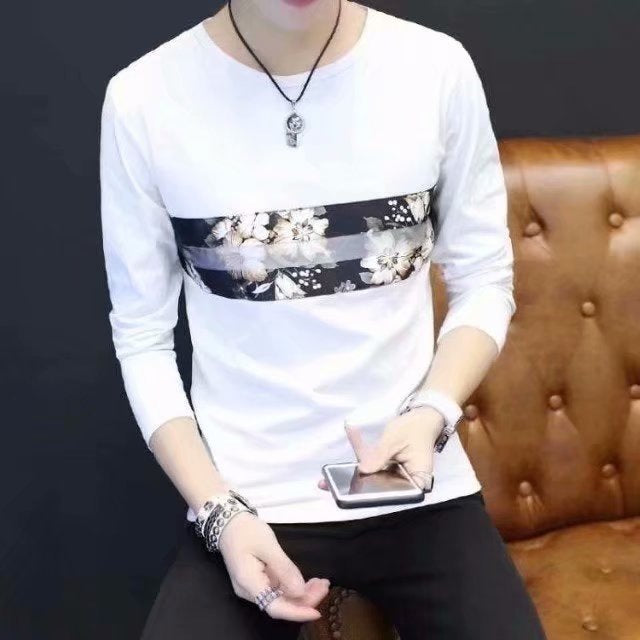 Long-Sleeved T-Shirt Men's Round Neck Korean Style Slim Men's Clothing