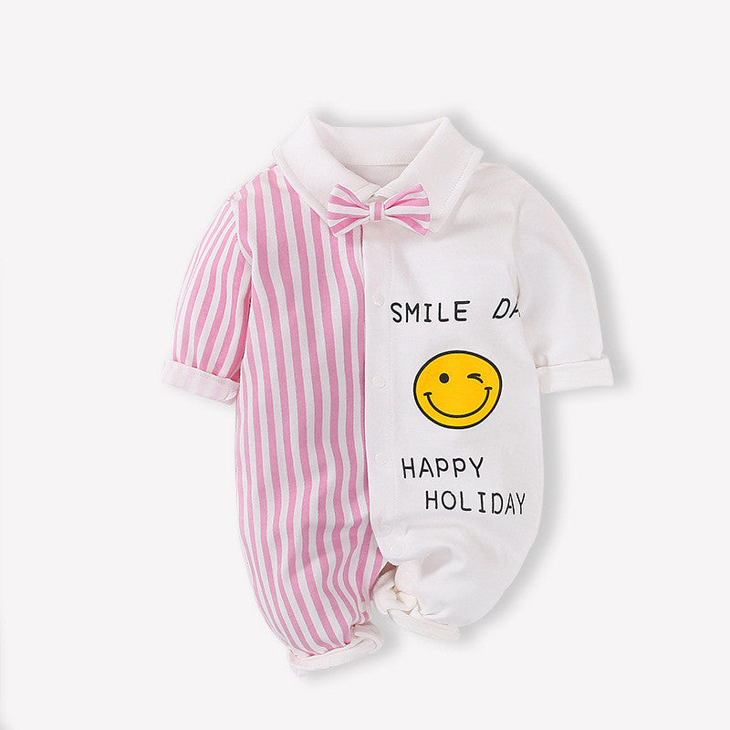 Baby Bodysuit Spring and Autumn Outfit – Newborn Long Sleeve Gentleman Romper and Hat Climbing Suit