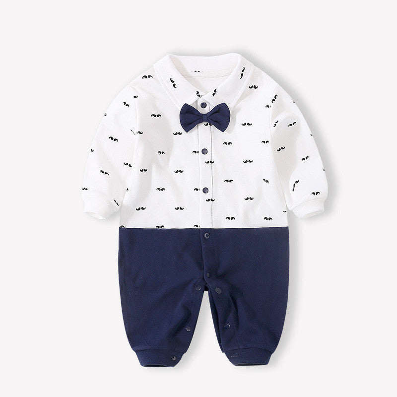 Baby Bodysuit Spring and Autumn Outfit – Newborn Long Sleeve Gentleman Romper and Hat Climbing Suit
