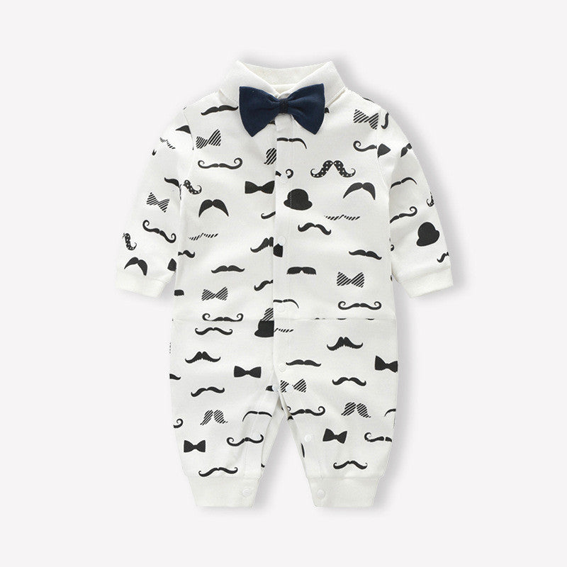 Baby Bodysuit Spring and Autumn Outfit – Newborn Long Sleeve Gentleman Romper and Hat Climbing Suit