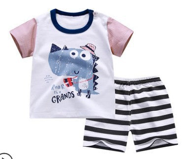 Children's Suit Two-Piece Short, Boy And Girl Cartoon Short-Sleeved Suit, New Special Offer, Drop Shipping