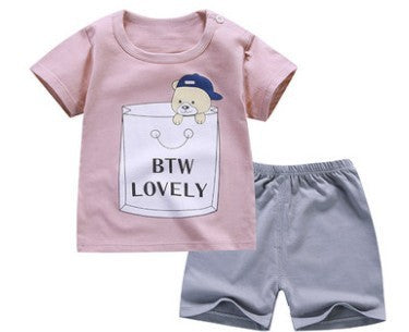 Children's Suit Two-Piece Short, Boy And Girl Cartoon Short-Sleeved Suit, New Special Offer, Drop Shipping
