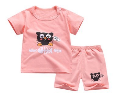Children's Suit Two-Piece Short, Boy And Girl Cartoon Short-Sleeved Suit, New Special Offer, Drop Shipping