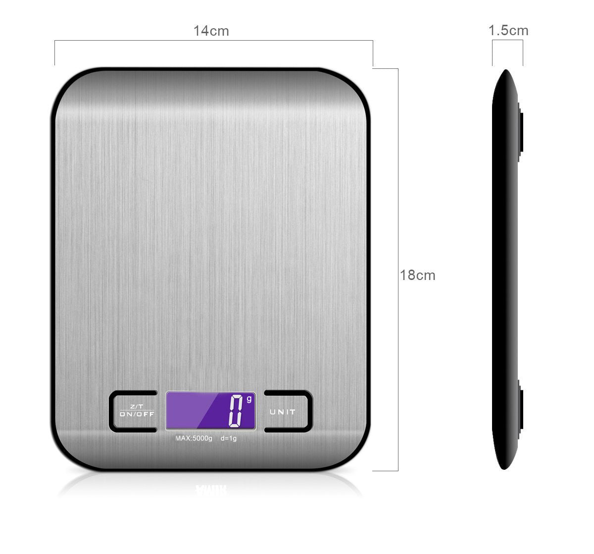 Rechargeable Stainless Steel Kitchen Scale – Slim Electronic Precision Platform