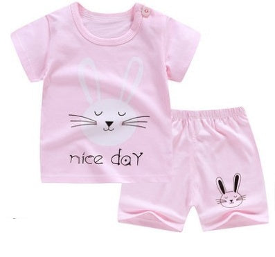 Children's Suit Two-Piece Short, Boy And Girl Cartoon Short-Sleeved Suit, New Special Offer, Drop Shipping