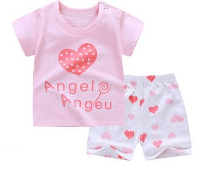 Children's Suit Two-Piece Short, Boy And Girl Cartoon Short-Sleeved Suit, New Special Offer, Drop Shipping