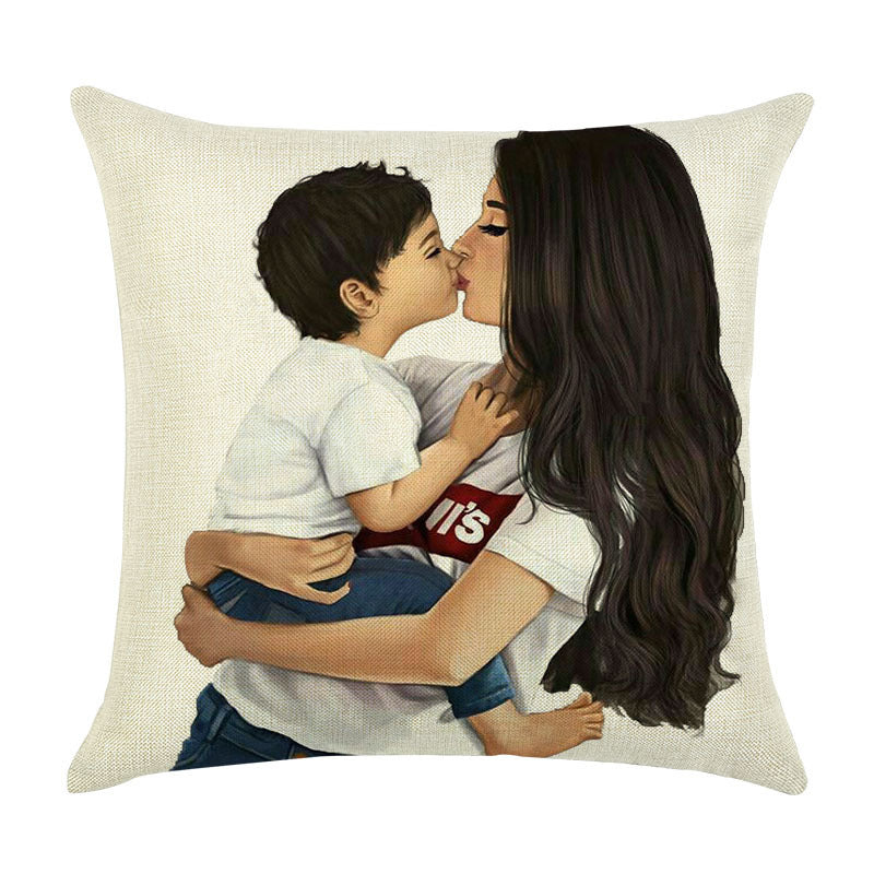 Super Mom Linen Pillowcase – Cushion Cover for Home, Sofa, or Car Décor