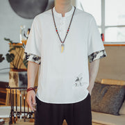 Linen T-shirt men's plus size casual short-sleeved T-shirt men's trend