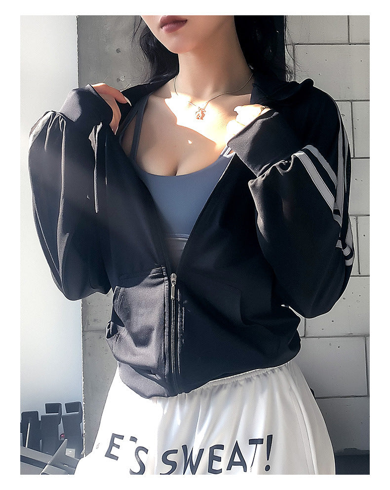 Women’s Sports Jacket – Breathable Quick-Dry Reflective Running & Yoga Zip Cardigan