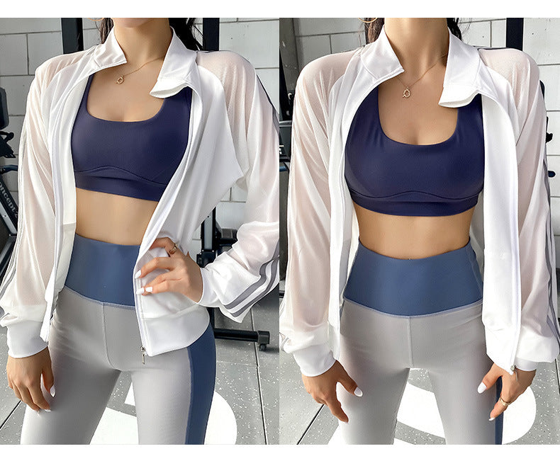 Women’s Sports Jacket – Breathable Quick-Dry Reflective Running & Yoga Zip Cardigan