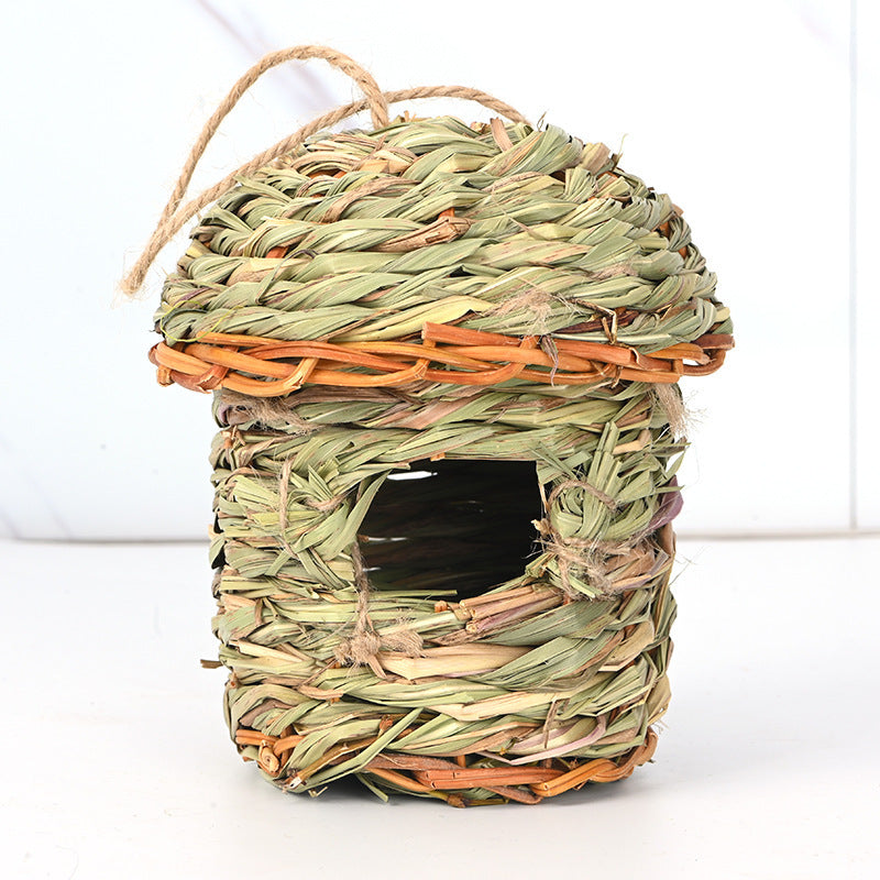 Handwoven Straw Bird Nest Cage – Creative Decorative Birdhouse Handicraft
