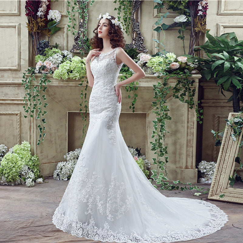 Sexy Lace Mermaid Trailing Wedding Dress for Brides