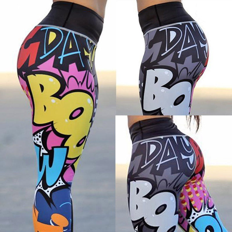 Women's Printed Slim Yoga Pants Polyester Blend Leggings