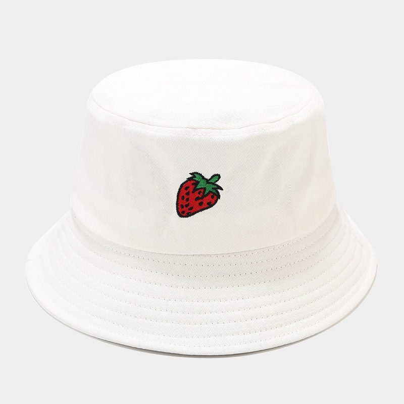 Fruit Pattern Embroidered Fisherman Hat for Summer Outdoor Wear