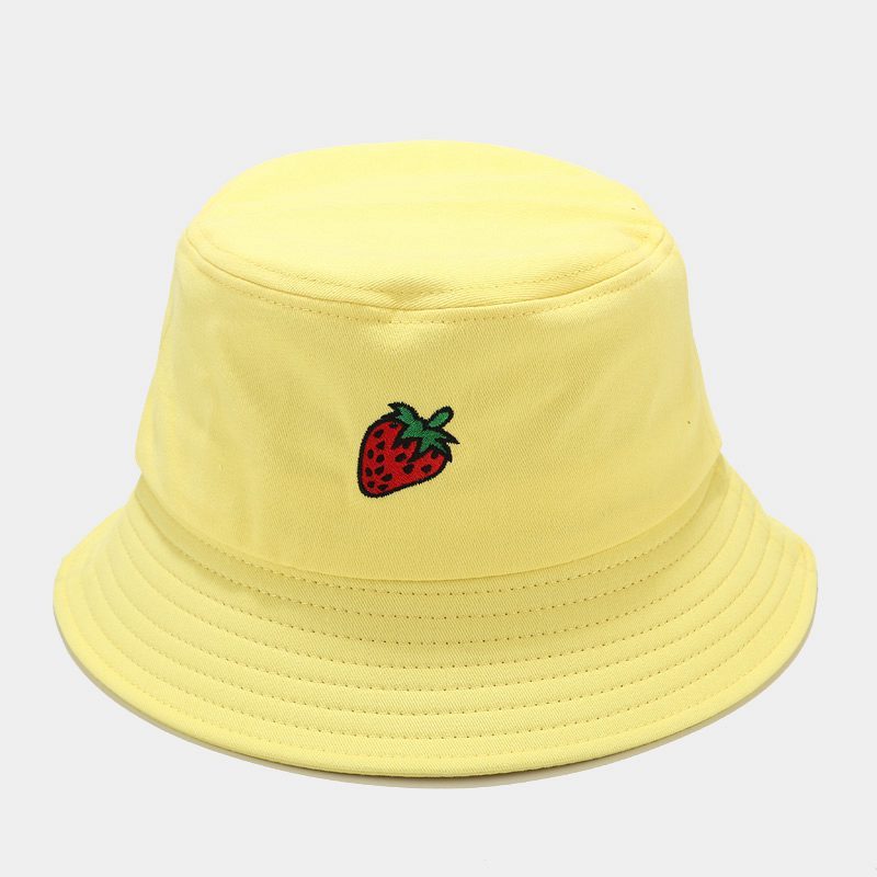 Fruit Pattern Embroidered Fisherman Hat for Summer Outdoor Wear
