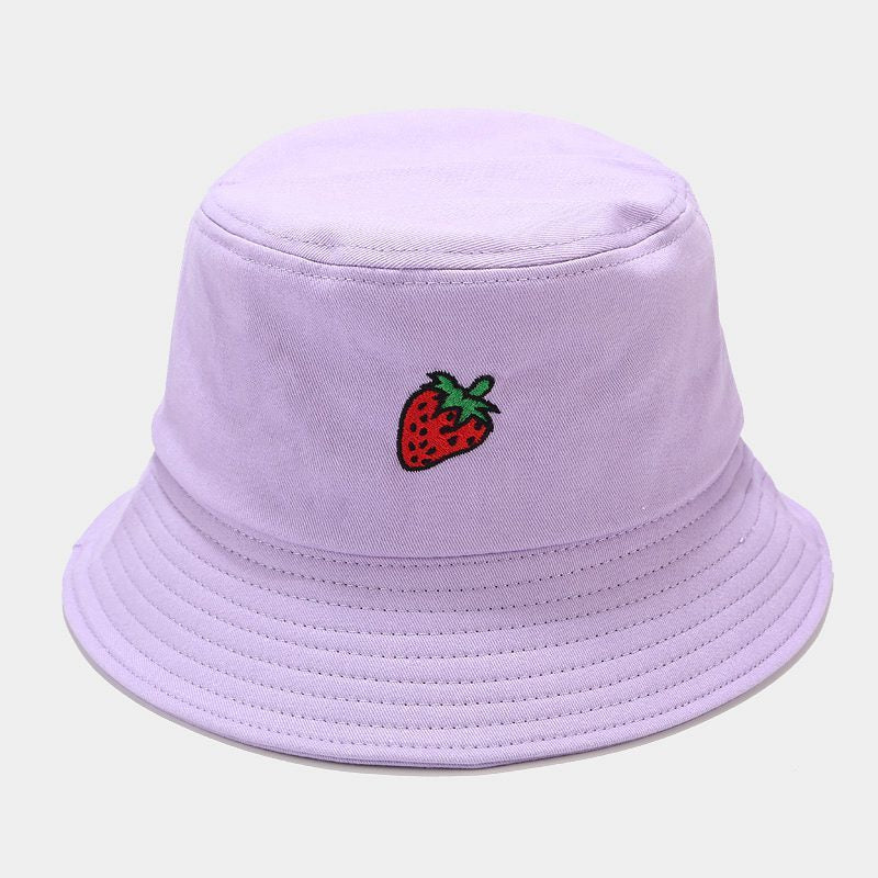 Fruit Pattern Embroidered Fisherman Hat for Summer Outdoor Wear