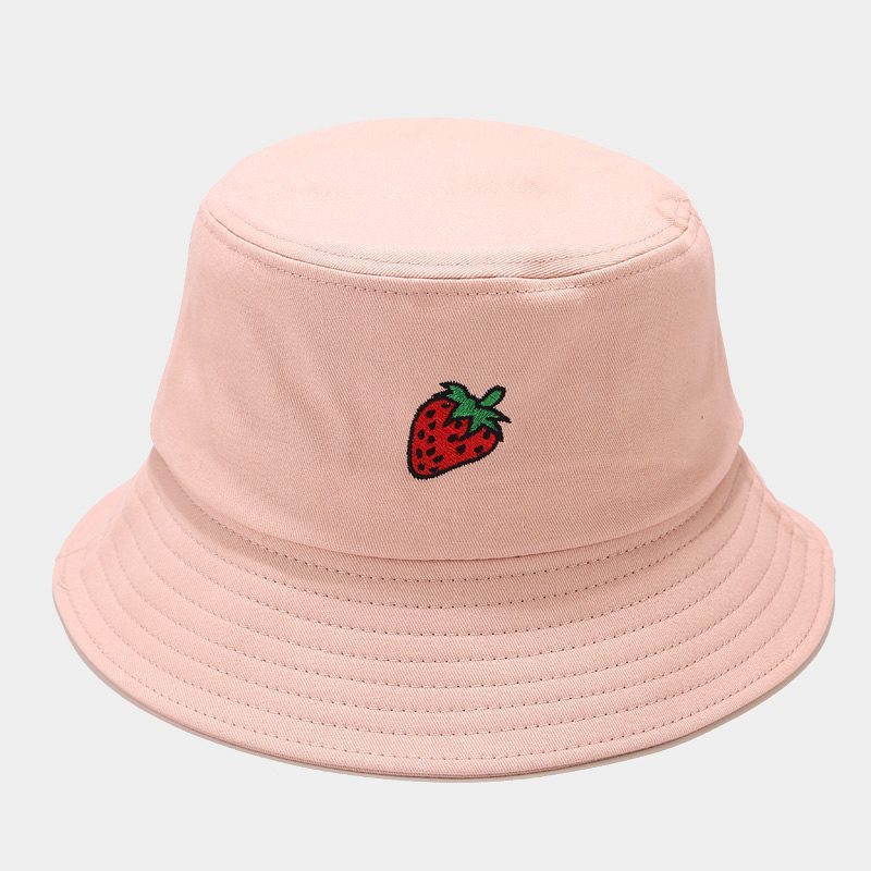 Fruit Pattern Embroidered Fisherman Hat for Summer Outdoor Wear
