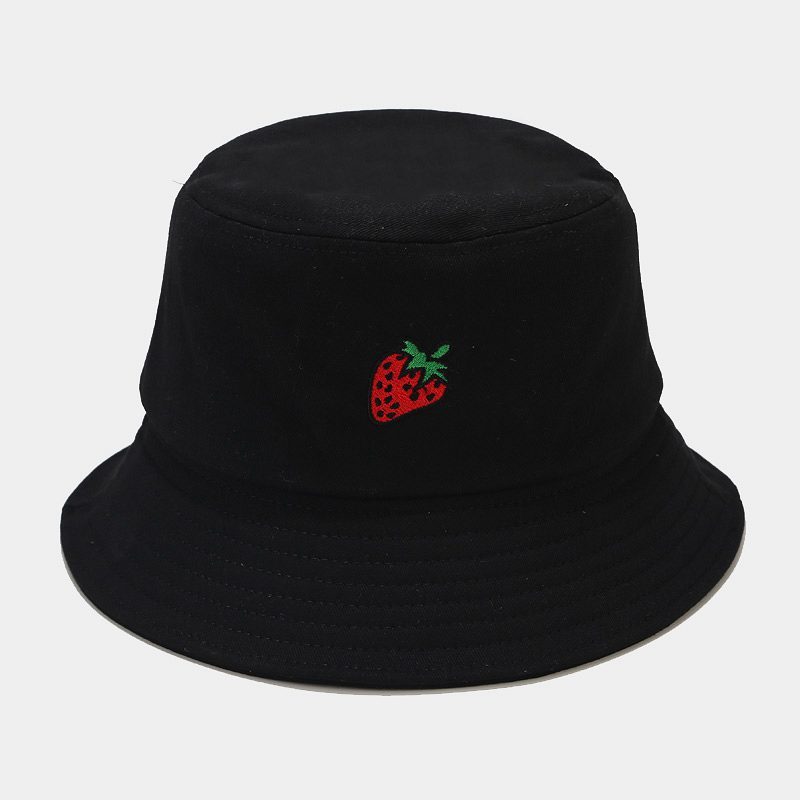 Fruit Pattern Embroidered Fisherman Hat for Summer Outdoor Wear