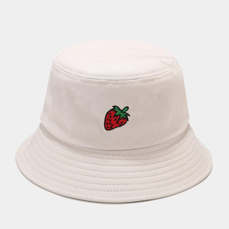 Fruit Pattern Embroidered Fisherman Hat for Summer Outdoor Wear