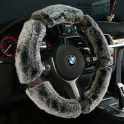 Winter Plush Car Steering Wheel Cover with Korean Diamond Design, Fashionable and Cute Car Accessory