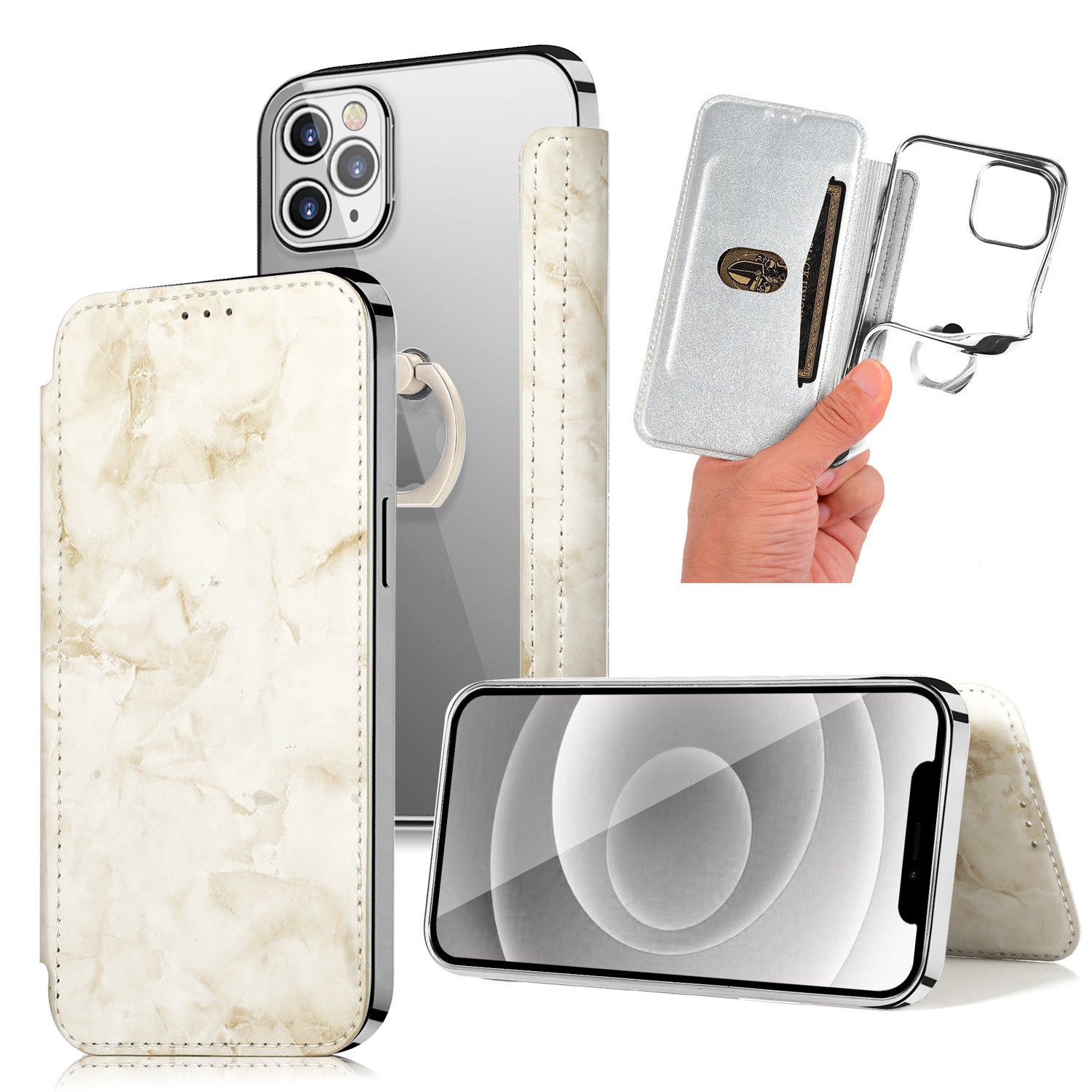 Compatible with Apple, Compatible with Apple , Apple Iphone12pro Ring Marble Mobile Phone Holster Mobile Phone Case Mobile Phone Case