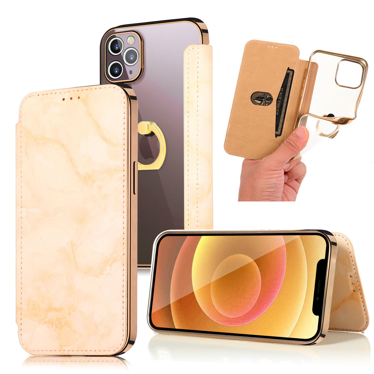 Compatible with Apple, Compatible with Apple , Apple Iphone12pro Ring Marble Mobile Phone Holster Mobile Phone Case Mobile Phone Case