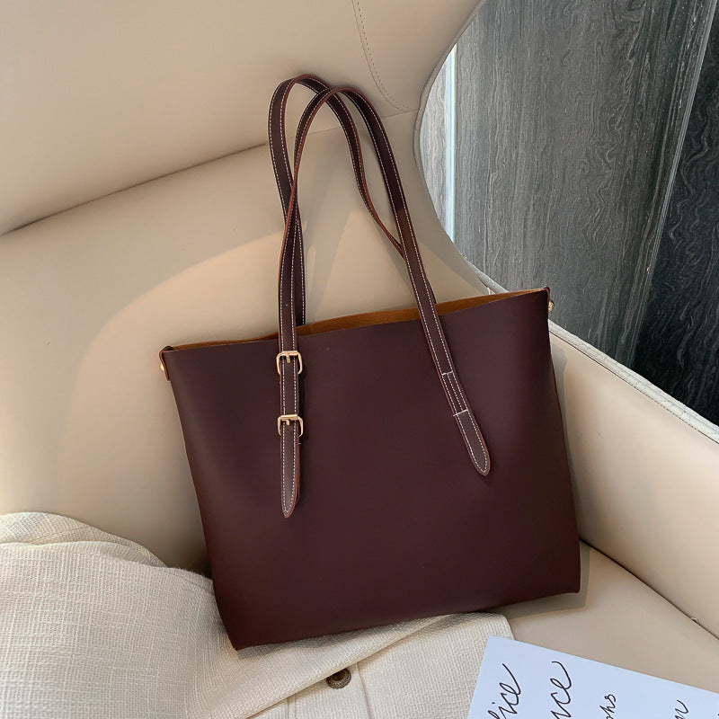 Women's Bucket Tote Bag PU Leather Plain Pattern Casual