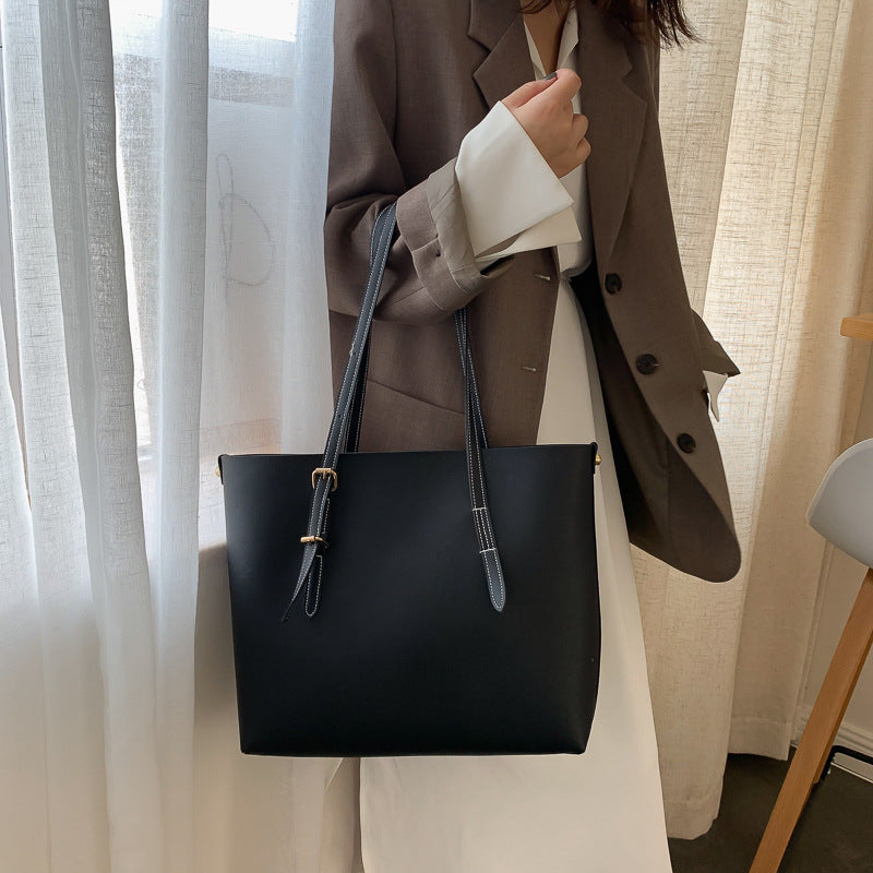 Women's Bucket Tote Bag PU Leather Plain Pattern Casual