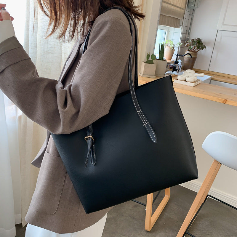Women's Bucket Tote Bag PU Leather Plain Pattern Casual