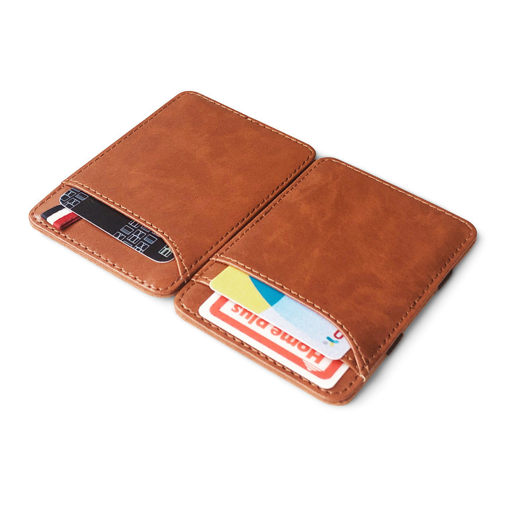 Men's PU Leather Magic Bag Slim Wallet Retro Cardholder