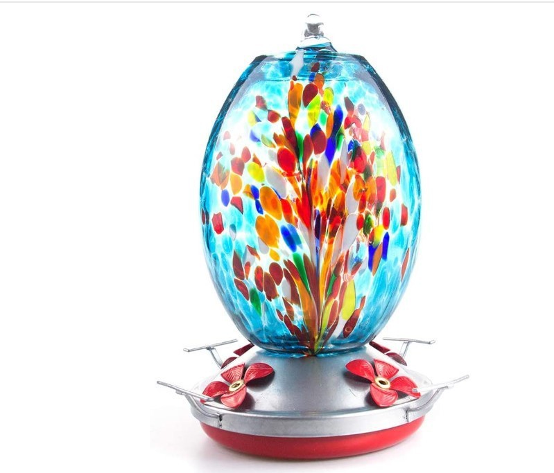 Stained Glass Hummingbird Feeder – Anti-Ant Hanging Water Feeder for Outdoor Birds