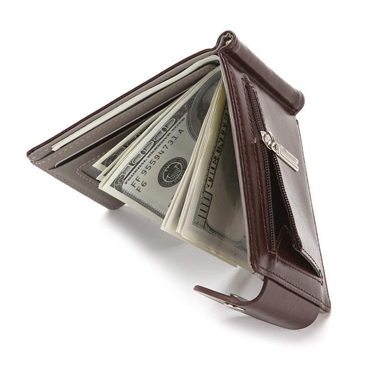 Creative Men'S Wallet Korean Style Flip Buckle Zipper Coin Purse Us Gold Clip Card Holder Card Holder