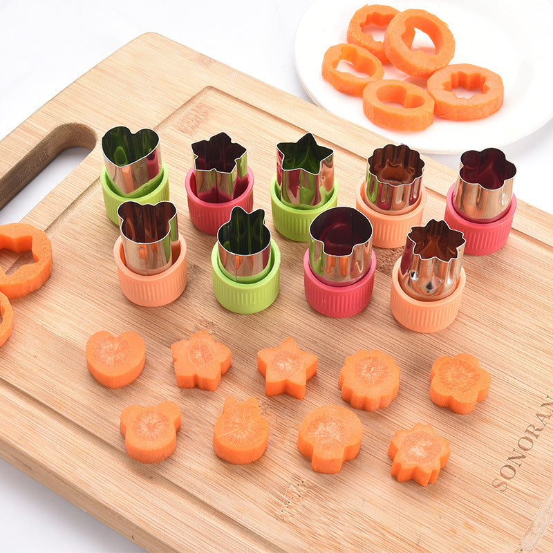 3Pcs Star & Heart Shape Vegetable Cutter Set with Plastic Handle – Stainless Steel Fruit Cutting Molds