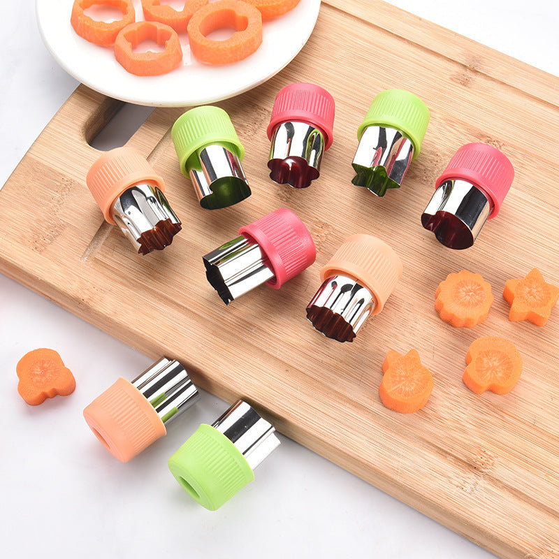 3Pcs Star & Heart Shape Vegetable Cutter Set with Plastic Handle – Stainless Steel Fruit Cutting Molds