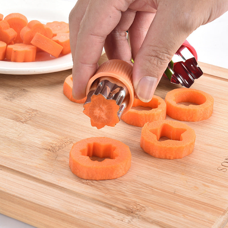 3Pcs Star & Heart Shape Vegetable Cutter Set with Plastic Handle – Stainless Steel Fruit Cutting Molds