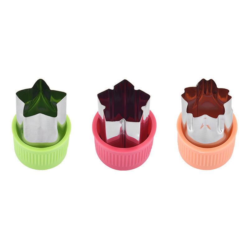 3Pcs Star & Heart Shape Vegetable Cutter Set with Plastic Handle – Stainless Steel Fruit Cutting Molds