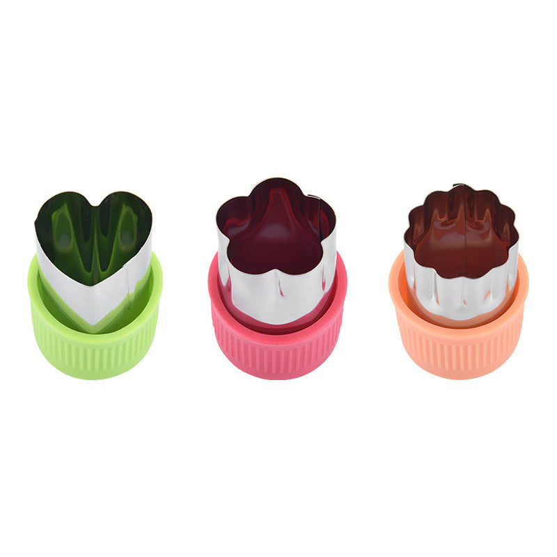 3Pcs Star & Heart Shape Vegetable Cutter Set with Plastic Handle – Stainless Steel Fruit Cutting Molds