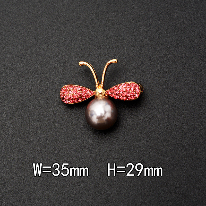 Luxury Pearl and Rhinestone Bee Rose Brooch for Women