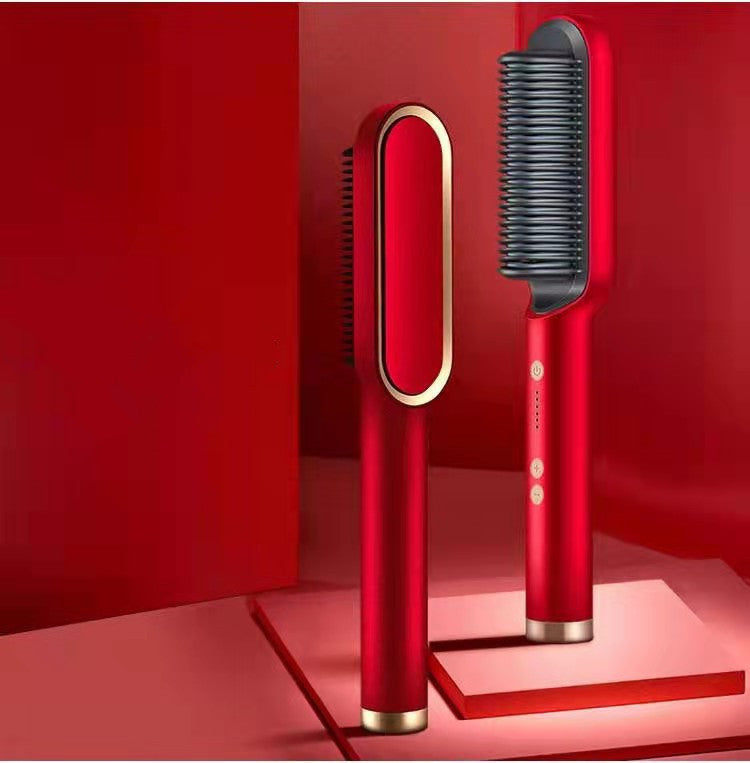2-in-1 Hair Straightener & Hot Comb – Dual-Purpose Negative Ion Electric Curling Brush
