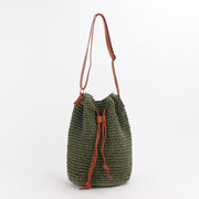 Bag Women New Net Red Same Paragraph Straw Bag Bucket Shoulder Messenger Beach Bag Simple Ins Wind Female Bag