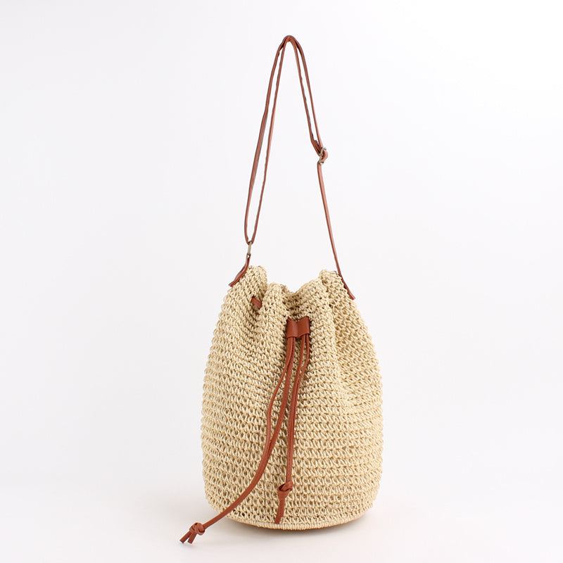 Bag Women New Net Red Same Paragraph Straw Bag Bucket Shoulder Messenger Beach Bag Simple Ins Wind Female Bag