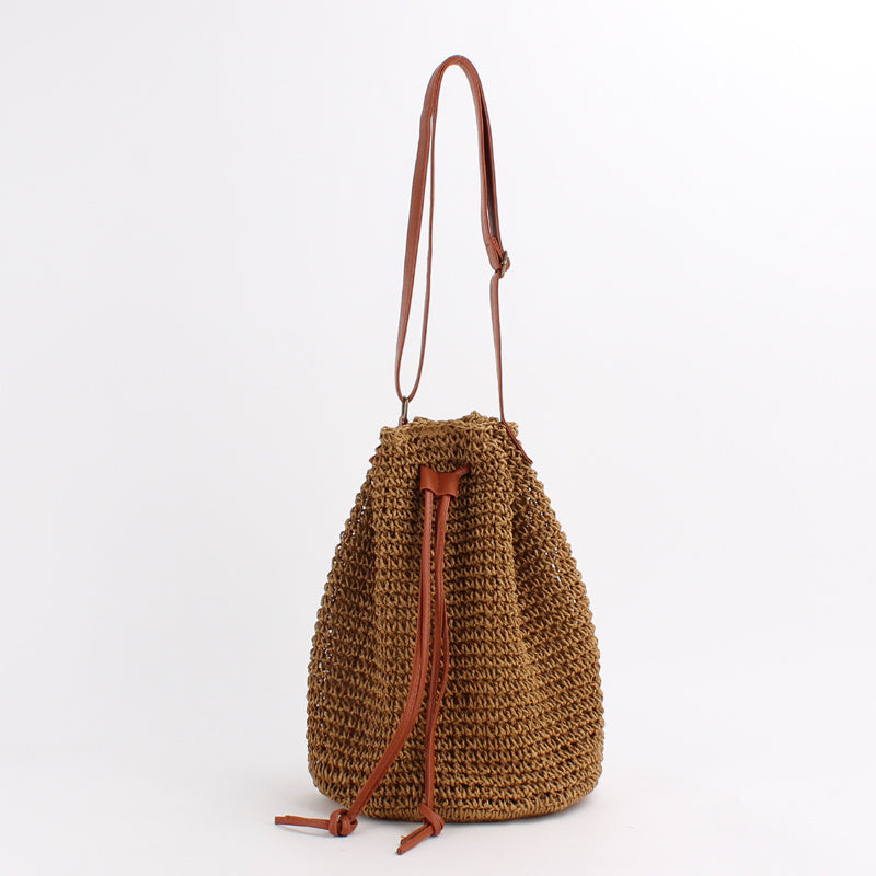 Bag Women New Net Red Same Paragraph Straw Bag Bucket Shoulder Messenger Beach Bag Simple Ins Wind Female Bag