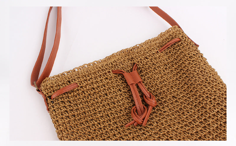 Bag Women New Net Red Same Paragraph Straw Bag Bucket Shoulder Messenger Beach Bag Simple Ins Wind Female Bag