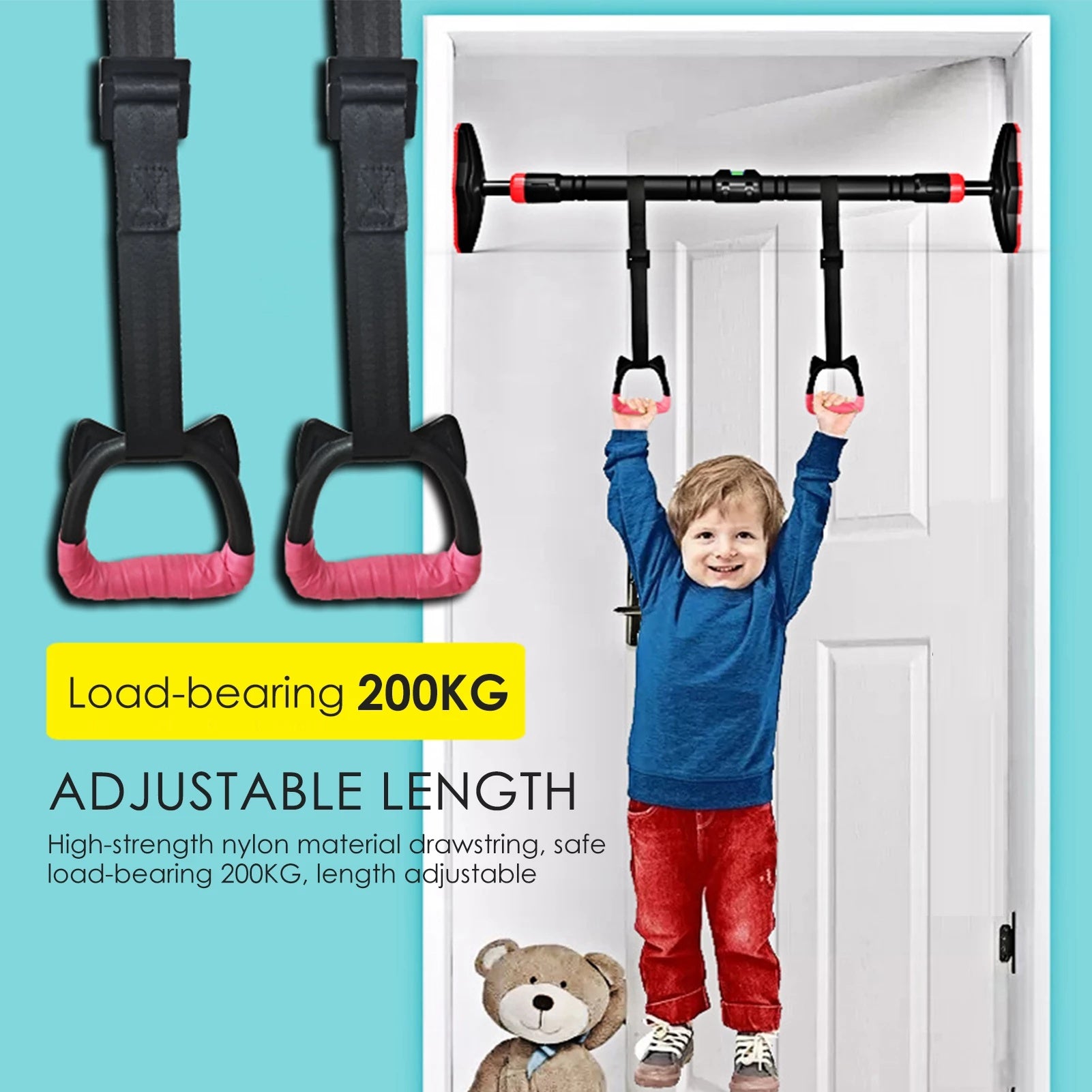 Adjustable Non-Slip Gymnastics Rings – 200KG Capacity for Home, Gym, or Outdoor Training
